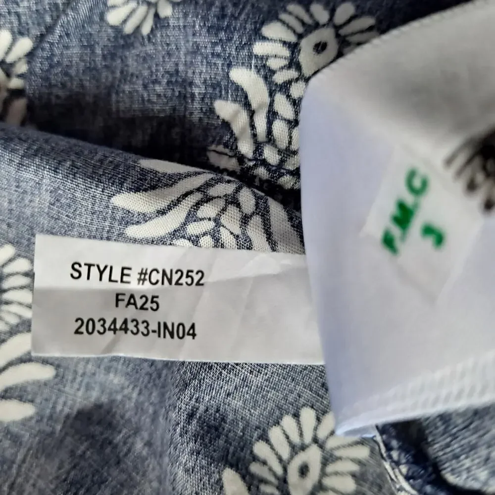 NWT J. Crew Factory Willa Dress Leaf Print Puff Sleeve Tiered Midi Navy Size 18 - Picture 10 of 13